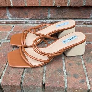 Steve Madden Brown Strappy Block Heel Sandals Size 11M NEW